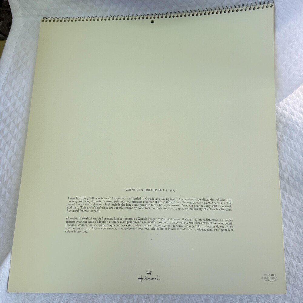 Vintage 1980 Cornelius Krieghoff Wall Calendar Coutts Hallmark Canadian Art Prin - Picture 5 of 9
